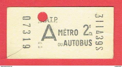 U Bahn TICKET METRO AUTOBUS RATP 2e CLASSE