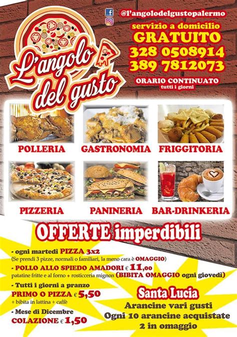 Speisekarte Von L Angolo Del Gusto Pizza Palermo