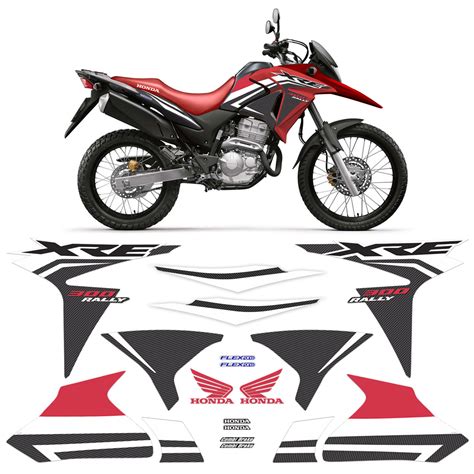 Kit Adesivos Moto Honda Xre Rally Carbono Completo Sportinox