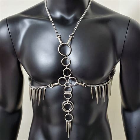 Men Body Chain Shouldershoulder Chain Harnessmens Chain Body Etsy