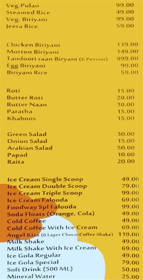 Foodway Menu Menu For Foodway George Town Chennai Chennai