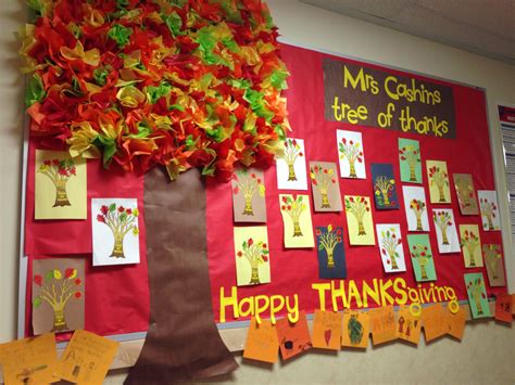 Thanksgiving bulletin board. Tree of thanks board, students used ...