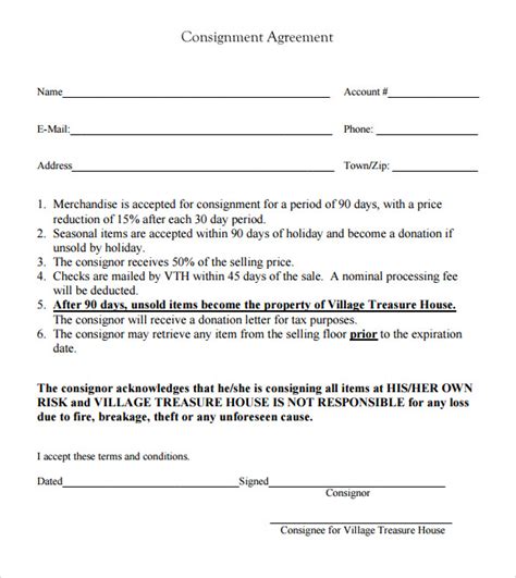 Free Sample Consignment Agreement Templates In Pdf Ms Word