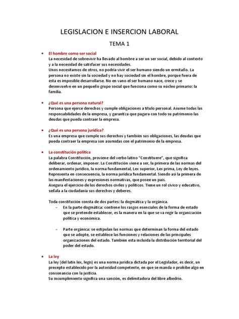 Legislacion E Insercion Laboral Pdf Derecho Laboral Sindicato