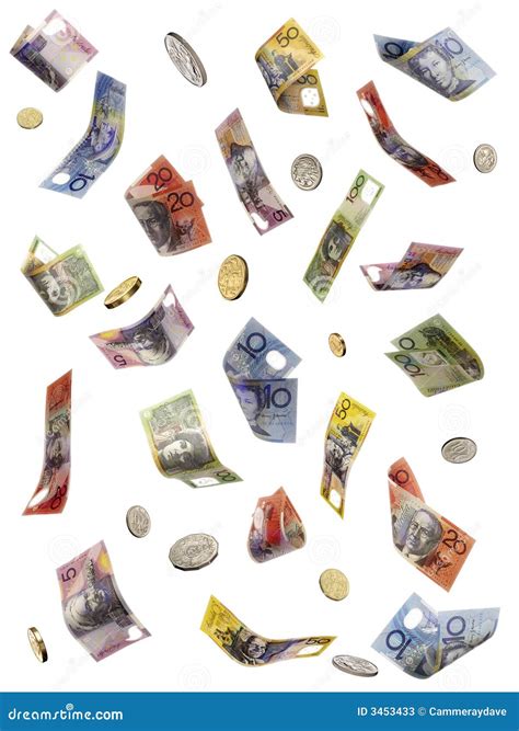 Raining Falling Australian Money Dollars Stock Photography