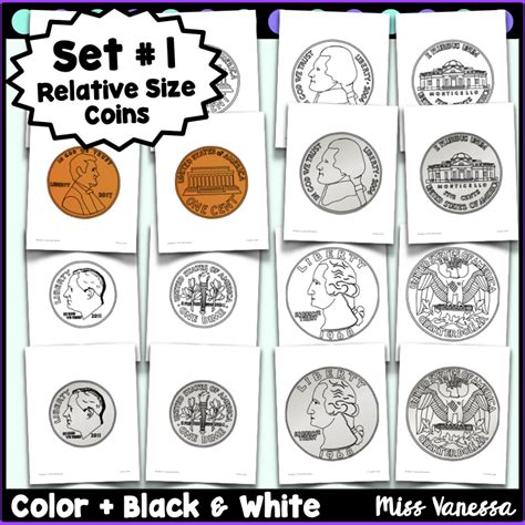 Large Printable Coins Kindergarten Nation