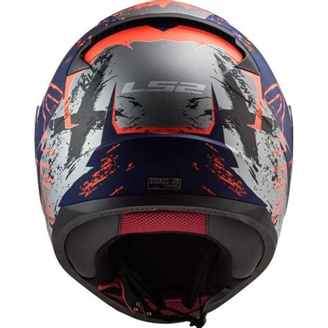 Capacete Ls Ff Rapid Naughty Azul Fosco Laranja Fluo Grid Motors