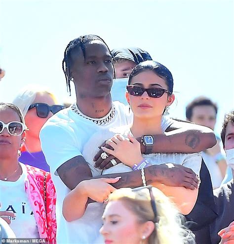 Kylie Jenner And Travis Scott Share Kiss During Kanye Wests Sunday