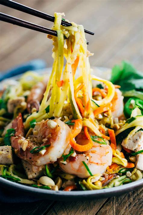 Shrimp Pad Thai Recipe With Spiralized Vegetable Noodles Jessica Gavin