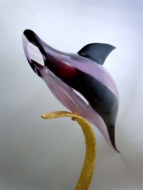 Licio Zanetti Italian Murano Art Glass Jumping Dolphin Golden Etsy