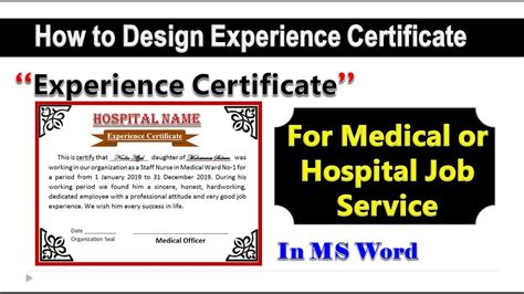 How To Make Medical Or Hospital Nurse Job Experience Certificate In Ms Word To Whom It May