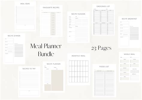 Meal Planner Printable Weekly Meal Plan Meal Tracker Food Journal Menu Plan And Prep Diet