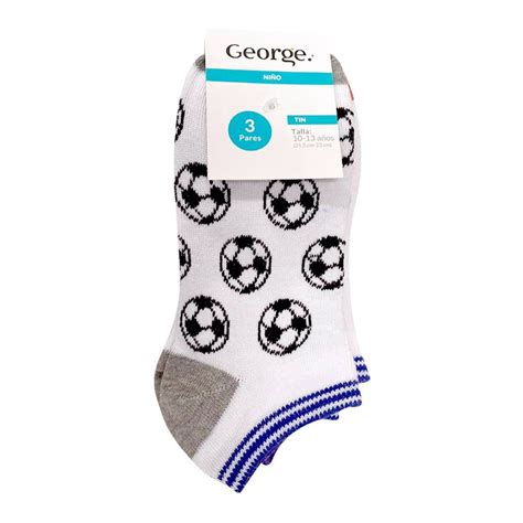 Tines George para Niño Multicolor Corte Bajo Balones 3 Pares Talla 10