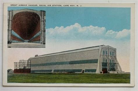 Nj Postcard Cape May New Jersey Naval Air Station Great Airship Hangar