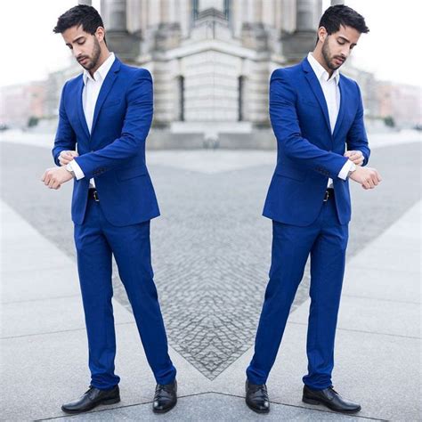 Men 2 Piece Suit Royal Blue Prom Suit Slim Fit Suittrench Etsy