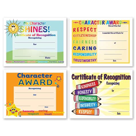 Free Printable Character Award Certificates Find Awards For Business Education And More