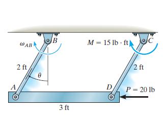 Solved The Linkage Consists Of Two 8 Lb Rods AB And CD And A Chegg