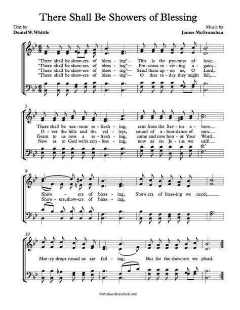 Free Choir Sheet Music There Shall Be Showers Of Blessing Michael