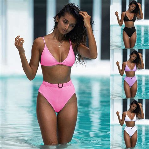 Bikini brasileño de realce con hebilla para mujer conjunto de ropa