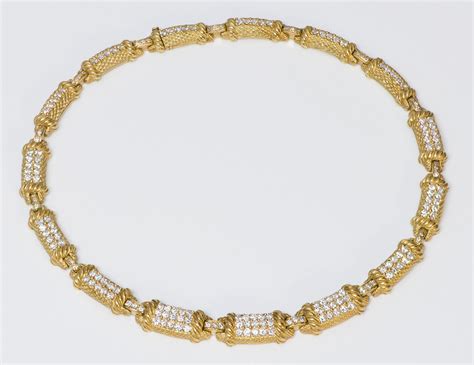 Vintage Judith Ripka 18K Yellow Diamond Necklace Gem