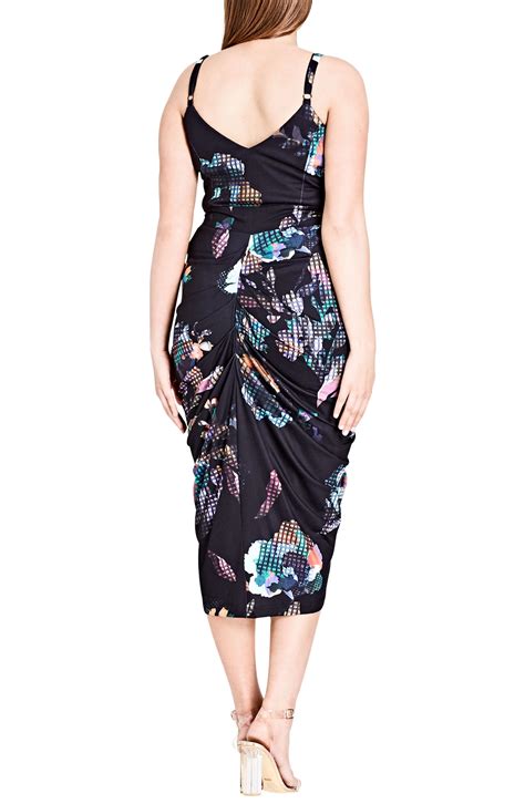 City Chic Trendy Plus Size Zip Front Bodycon Dress In Digital Floral