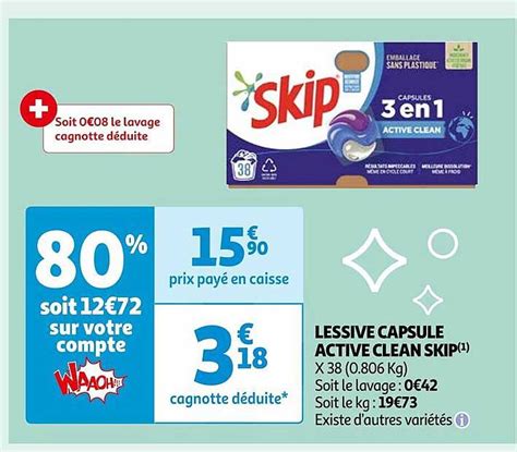 Promo Lessive Capsule Active Clean Skip Chez Auchan Icatalogue Fr