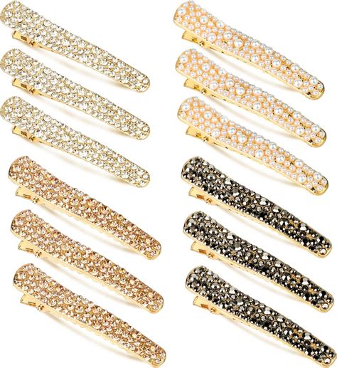 Amazon Miao Jin Pcs Rhinestone Pearls Alligator Hair Clips