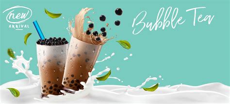 Bubble tea in milk splash advertisement banner 1349622 Vector Art at ...