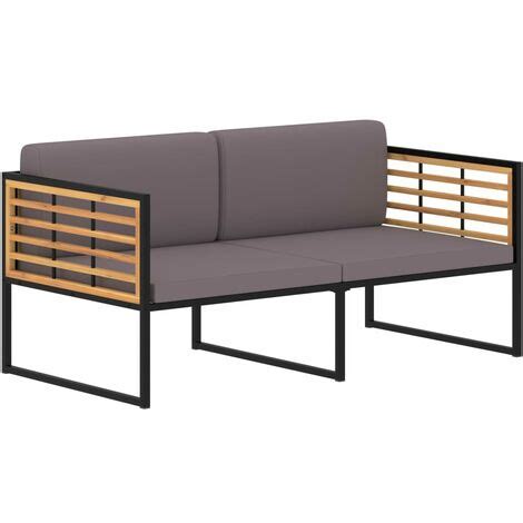 Banc de jardin meuble de patio d extérieur terrasse avec coussins 136 x