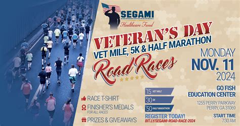 2024 SEGAMI Veterans Day Road Races VET Mile 5K Half Marathon In