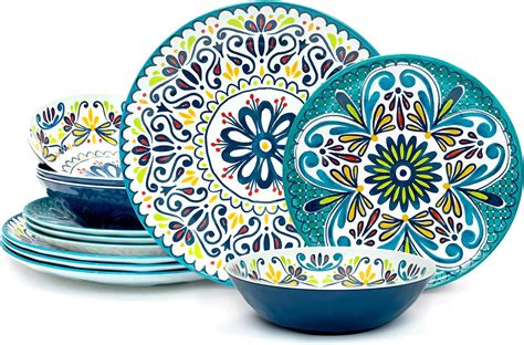 Amazon Zak Designs Melamine Dinnerware Set Piece Service For