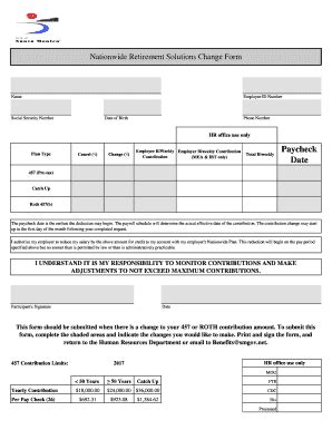 Fillable Online Nationwide Retirement Solutions Change Form Fax Email