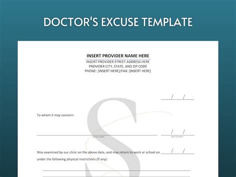 Printable Doctor S Excuse Template Medical Office Forms Etsy