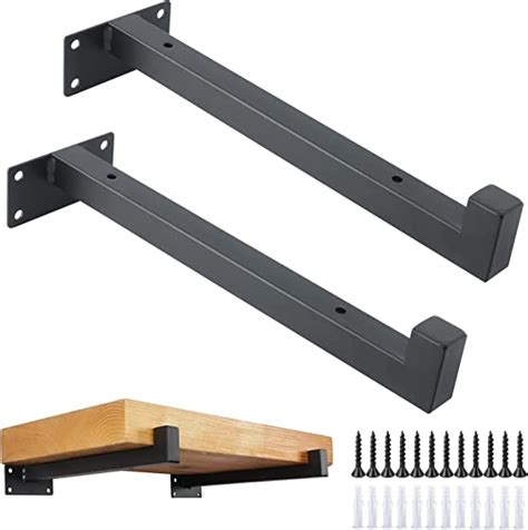 Addgrace Pack Industrial Black Floating Shlef Brackets Retro Wall