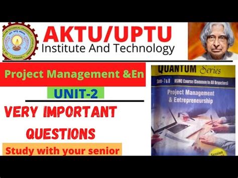 Project Management And Entrepreneurship Very Important Questions Aktu