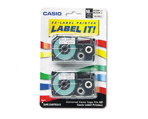 Casio Kl 7000 Label Tape 2pack Oem 0375 Black Print On Clear