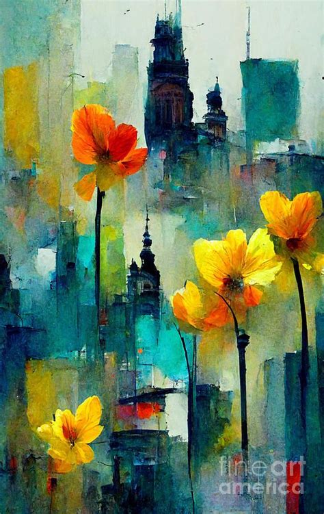 Spring Digital Art Spring In The City By Sabantha Cityscape Painting