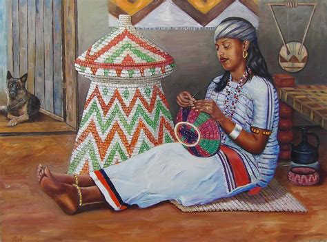 The Weaving Lady Painting By Samuel Daffa