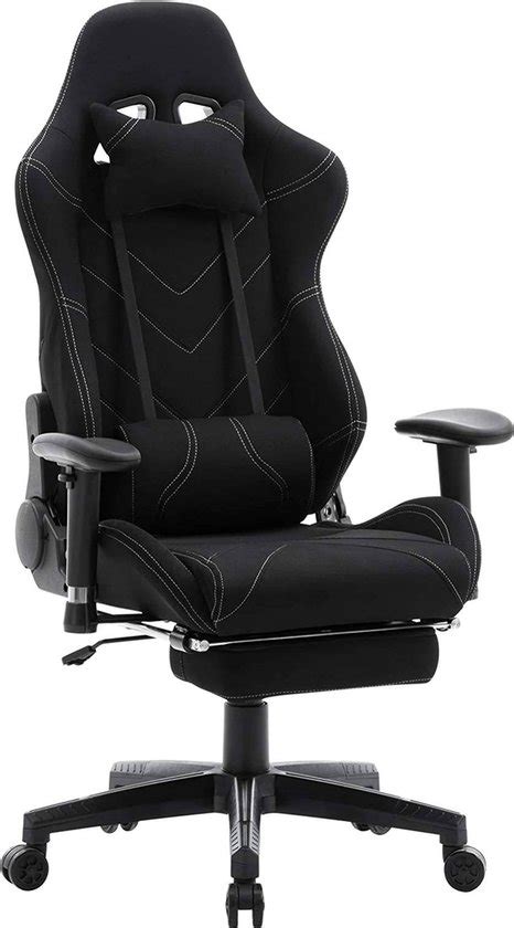 Luxe Gaming Stoel Met Voetsteun Zwart Stof Gamestoel Chair Ergonomische Bol