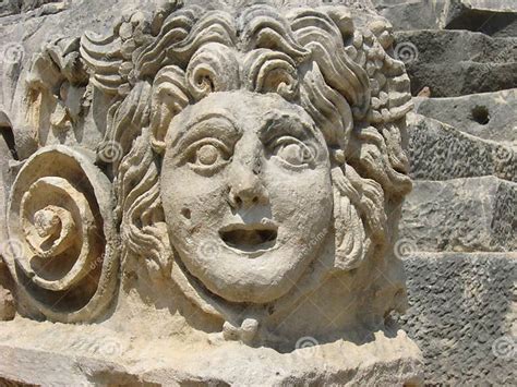 Medusa Gorgon Stone Carved Head In Ancient City Myra Stock Photo