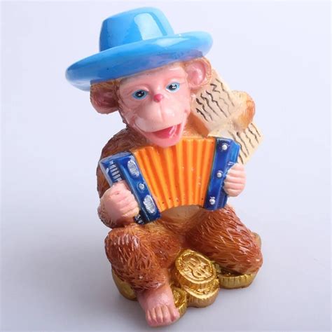 Bascot Lucky Music Monkey Figurine Resin Craft Sculpture Decoration