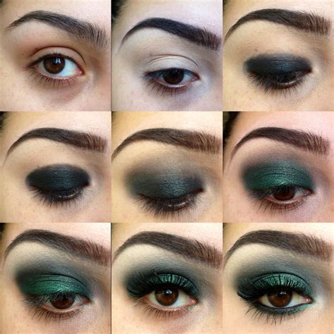 Step By Step Smokey Green Eye Shadow Green Eyeshadow Makeup For