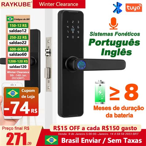 Raykube Biom Trico De Impress O Digital Fechadura Da Porta K Pro Preto