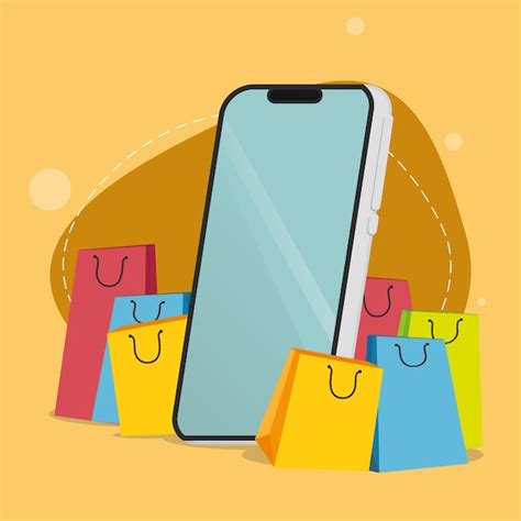 Ilustración de compras móviles Vector Premium