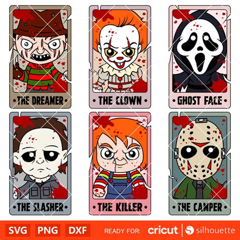 Tarot Card Horror Characters Bundle Svg Horror Friends Svg Halloween