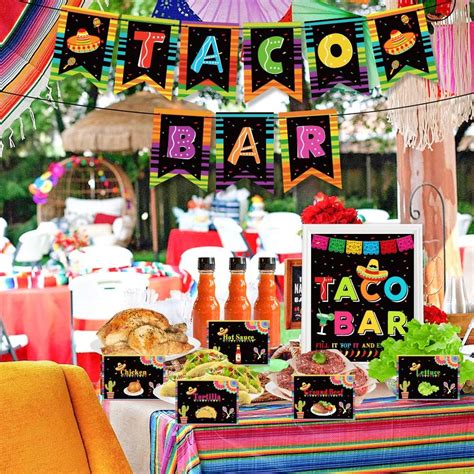 Buy Taco Bar Decoration Kit, Mexican Fiesta Party Decorations Taco Bar ...