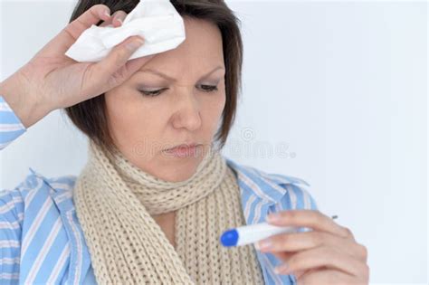 Sick Brunette Woman Stock Photo Image Of Influenza Headache