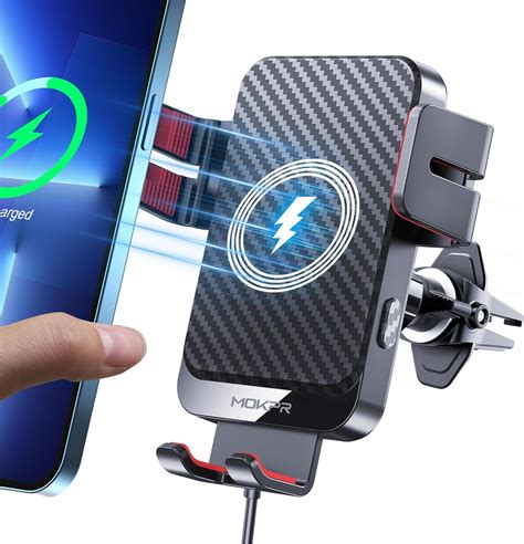 Wireless Car Charger Mokpr 15w Fast Charging Auto Clamping