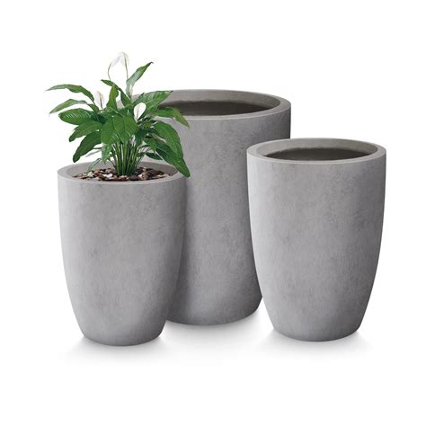 Kante H Round Concrete Modern Tall Planters Set Of