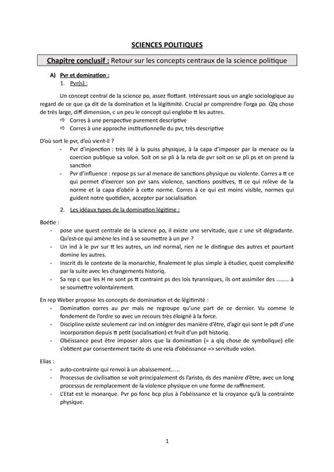 Chapitre Conclusif Cours Complet Mr Montrieux Sciences Politiques